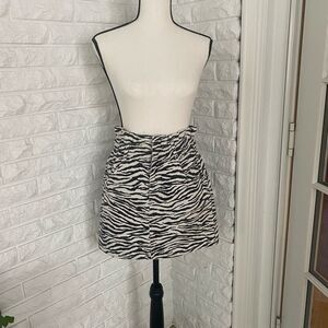 Zebra Animal Print Denim Skirt